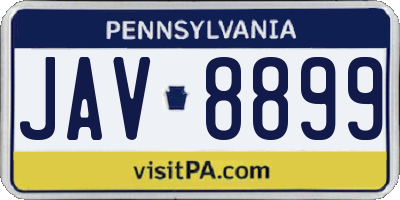 PA license plate JAV8899