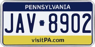 PA license plate JAV8902