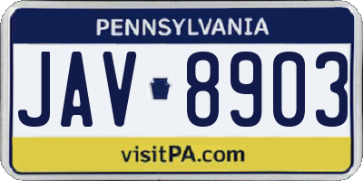 PA license plate JAV8903