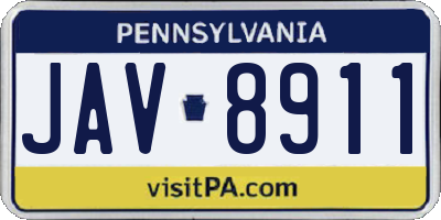 PA license plate JAV8911
