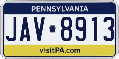 PA license plate JAV8913