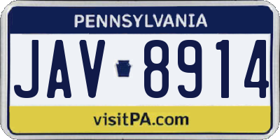 PA license plate JAV8914