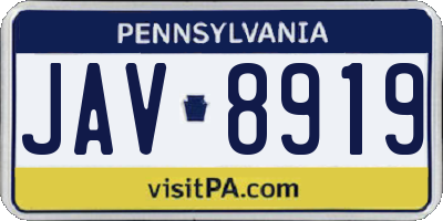 PA license plate JAV8919