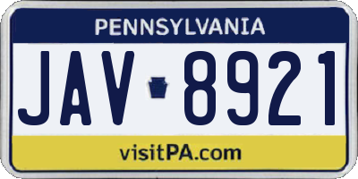 PA license plate JAV8921