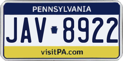 PA license plate JAV8922