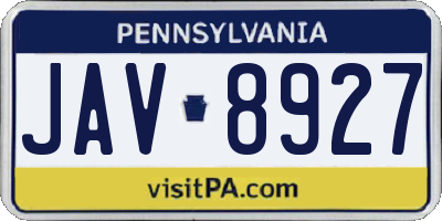 PA license plate JAV8927
