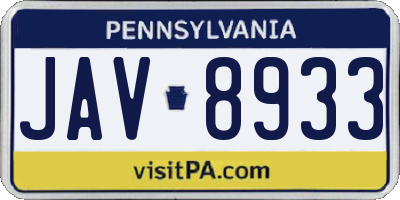 PA license plate JAV8933