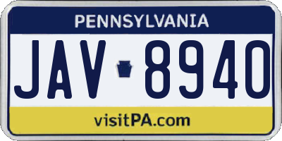 PA license plate JAV8940