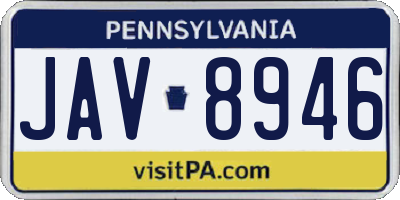 PA license plate JAV8946