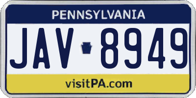 PA license plate JAV8949