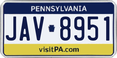 PA license plate JAV8951