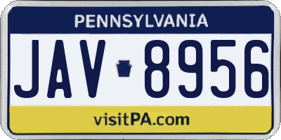 PA license plate JAV8956