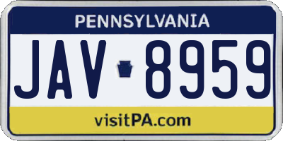 PA license plate JAV8959