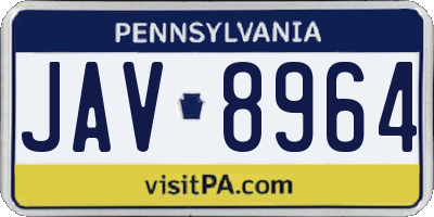 PA license plate JAV8964