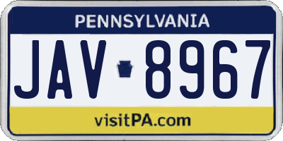 PA license plate JAV8967