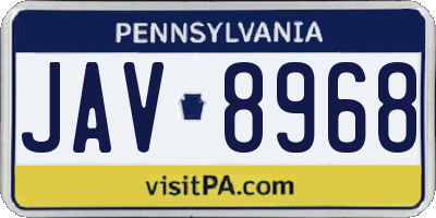 PA license plate JAV8968