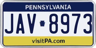 PA license plate JAV8973