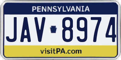 PA license plate JAV8974