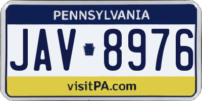 PA license plate JAV8976