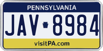 PA license plate JAV8984