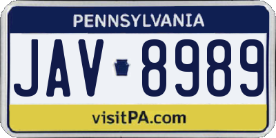 PA license plate JAV8989