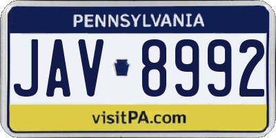 PA license plate JAV8992