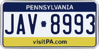 PA license plate JAV8993