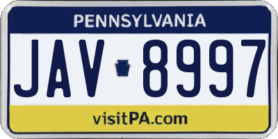 PA license plate JAV8997