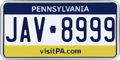 PA license plate JAV8999