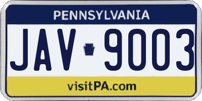 PA license plate JAV9003