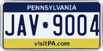 PA license plate JAV9004