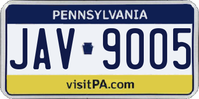 PA license plate JAV9005