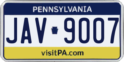 PA license plate JAV9007