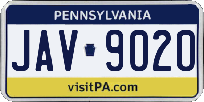 PA license plate JAV9020