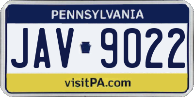 PA license plate JAV9022