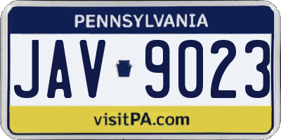 PA license plate JAV9023