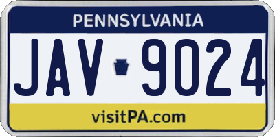 PA license plate JAV9024