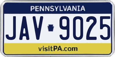 PA license plate JAV9025