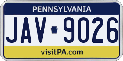 PA license plate JAV9026