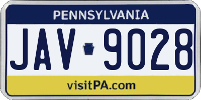 PA license plate JAV9028