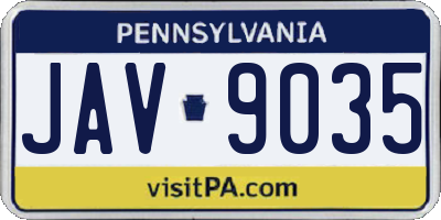 PA license plate JAV9035