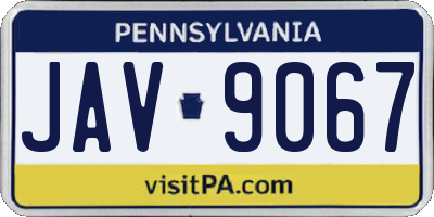 PA license plate JAV9067