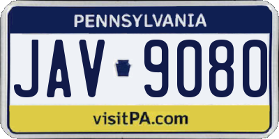 PA license plate JAV9080