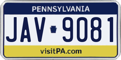PA license plate JAV9081