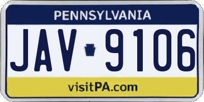 PA license plate JAV9106
