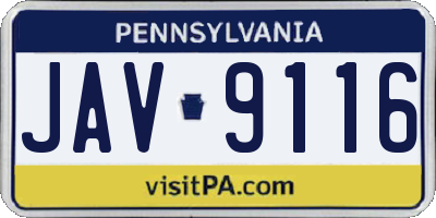 PA license plate JAV9116