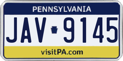 PA license plate JAV9145