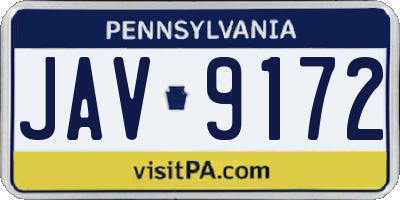 PA license plate JAV9172