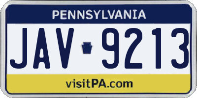PA license plate JAV9213