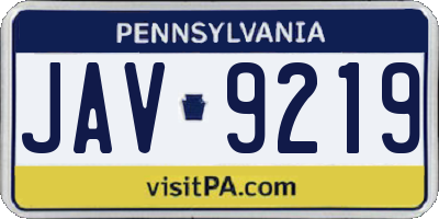 PA license plate JAV9219